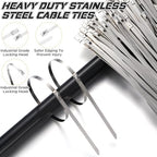 155 Pack Stainless Steel Cable Tie Gun Kit, 150 Pcs 11.8 Inch Metal Zip Ties, Adjustable Fastening and Cutting Tools for Fence, Chain Link Fence, Pipe, Industrial Use - Image 4