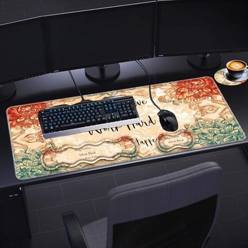 Keyboard Wrist Rest Set,Memory Foam Wrist Support Mouse Pad,31.5"x11.8" Desk Mat for Comfortable Typing & Pain Relief,Non-Slip Base for Office & Home Use - Inspirational Quotes - Image 6