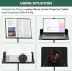GLEAM Sheet Music Stand - Full Metal with Carrying Bag, Phone Holder, Sheet Music Folder and Clip, 5 in 1 Desktop Book Stand - Black - Image 3