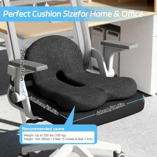 Truck Driver Seat Cushion, Memory Foam L-Shaped Ergonomic Cushion for Office Chairs, Comfort & Support for Long Sitting - Image 2