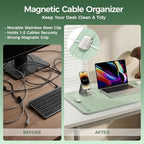Premium Double-Sided Faux Leather Desk Pad – Non-Slip, Waterproof, with Magnetic Cable Organizer & File Storage – Designed for Offices & Creative Spaces – Durable & Easy to Clean（Green） - Image 3