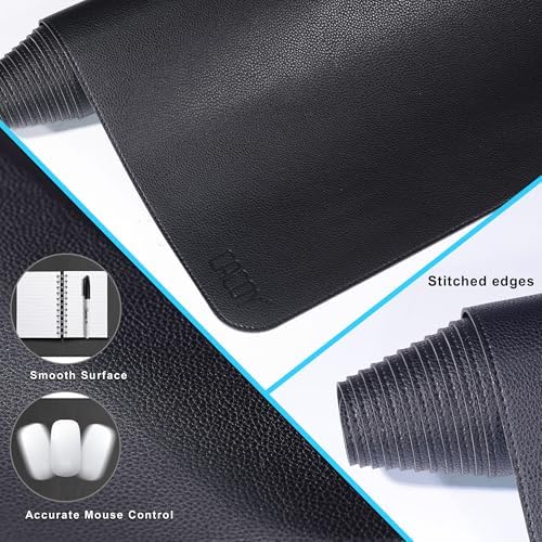 Cacoy 66.9'' x 27.5'' Leather Desk Pad Blotter Protector, Large Gaming Keyboard Mouse Pad, Faux Leather Desk Mat for Desktop and Laptop, Waterproof XXXL Extended Desktop Keyboard Mouse Mat, Black - Image 6
