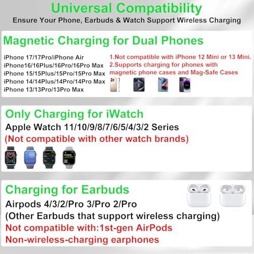 Dual Phone Foldable Wireless Charging Station for Apple, Couple&Family Use - Image 2