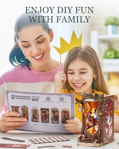 Rolife DIY Book Nook Kits Fall into Wonder, Fairy Tale Bookend Wooden 3D Puzzles for Bookshelf Decor, DIY Miniature House Building Kit for Adults, DIY Crafts/Surprised Gifts for Teens & Book Lovers - Image 5