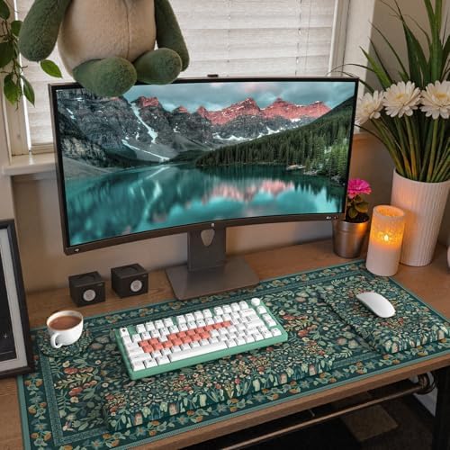 iCasso Mouse Pad with Wrist Rest,Ergonomic Large Desk Mat Set, Deep Green - Image 6