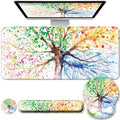 Desk Mat Set Keyboard and Mouse Pad with Wrist Rest Support by VINEBURY