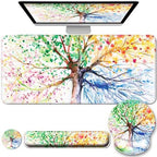 Desk Mat Set Keyboard and Mouse Pad with Wrist Rest Support by VINEBURY