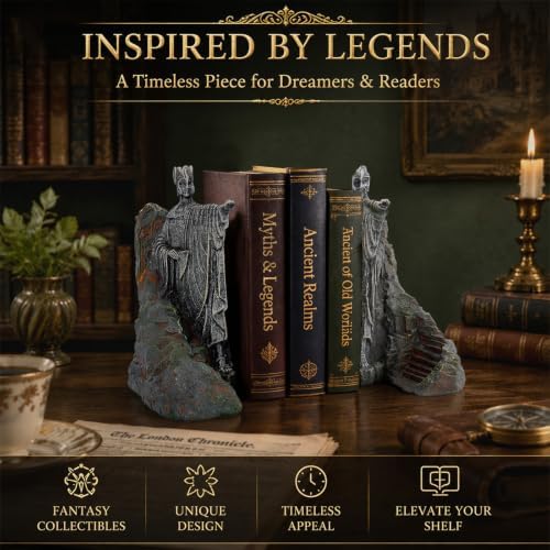 Large 9 Inch Resin Bookends - Heavy Duty Decorative Book Ends for Shelves, Book Holder Supports for Office, Library, Living Room Decor Gift - Image 6