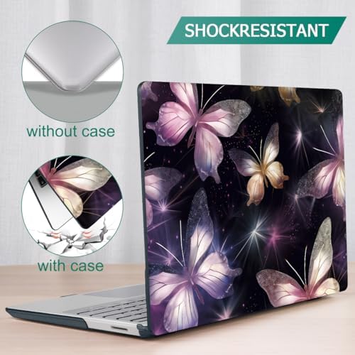 Mektron Case for 13.5" Microsoft Surface Laptop 5/4/3 with Metal Palm Rest Model 1951/1868, 2019/2021/2022 Release Plastic Hard Shell Cover with Screen Protector, Glittering Butterfly - Image 6