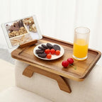 SINWANT Couch Arm Tray,15.35x9.84 in Sofa Clip on Arm Table,Acacia Wood by SINWANT