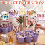 Suclain 6 Pcs Plastic Caddy Organizer with Handle Classroom, Macaron Color - Image 5