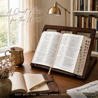 Onism Wooden Bible Stand, Carved Cross, Adjustable Beechwood Book Holder - Image 6