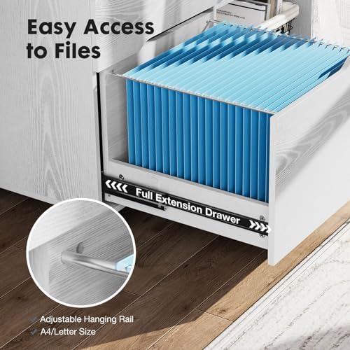 DUMOS 3-Drawer Rolling File Cabinet, Wooden Printer Stand with Storage - Image 4