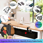 Under Desk Cable Management Tray, 36" Large No Drill Cord Organizer with Easy to Clean Oxford Fabric, Clamp On Power Stripe Holder for Home Office & Gaming Space to Hide Wires - Image 6
