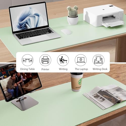 Aothia Faux Leather Desk Mat - Non-Slip PU Leather Desk Blotter, Waterproof Writing Surface, Large Desk Pad for Office & Home (Aqua, 55" x 24") - Image 6