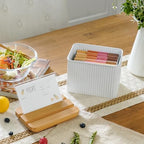 Vertical Stripe Embossed Recipe Box with 4x6 Cards & Dividers - Image 3