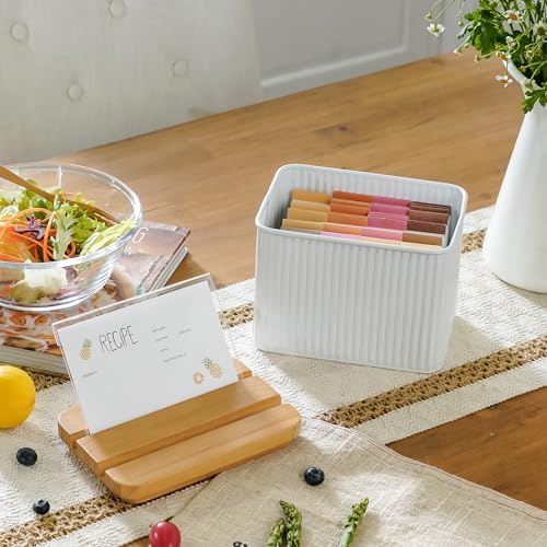 Vertical Stripe Embossed Recipe Box with 4x6 Cards & Dividers - Image 3