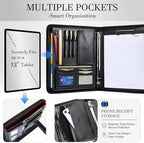Leathario Portfolio Binder, Padfolio Organizer, 3 Ring Binder with Zipper - Image 4