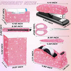 Demissle Pink 7 Pcs Bling Desk Accessories Set Office Kit for Women - Image 2