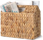 StorageWorks Hand-Woven Divided Magazine Basket, Rattan Magazine Holder, Natural Wicker Magazine Rack for Bathroom, Office, Water Hyacinth, 1 Pack by StorageWorks