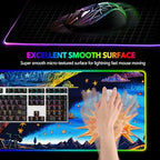 AIMSA Large Gaming Mouse Pad RGB, Keyboard Led Mousepad Extended 35.4 x 15.8 inch Non-Slip Rubber Base with 14 Lighting Modes Desk Mat, Abstract Sun - Image 2