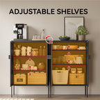 COFaR Black Metal Cabinet with Adjustable Shelves, 47”H Industrial Buffet Sideboard & Coffee Bar Station, Ventilated Steel Storage Cabinet with Magnetic Doors for Kitchen, Office, Living Room - Image 5