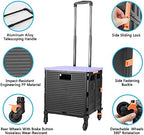 FELICON SELORSS Foldable Utility Cart Folding Portable Rolling Crate-Purple - Image 2