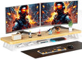 Dual Monitor Stand Riser, 39 Inch Large Wood Monitor Stands for 2 Monitors by NestNeatHome