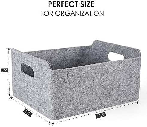Welaxy Storage Baskets Collapsible Felt Storage bin Foldable Shelf Drawers Organizers Bins organizie Box with Handles for Kids Toys pet Toy Books Clothes Makeup Junk organise (Gray x 3) - Image 3