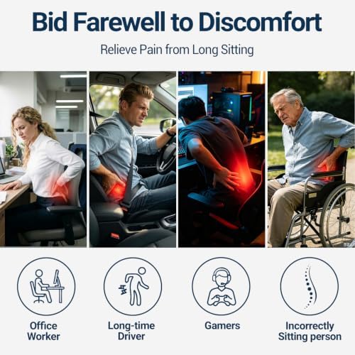 Season Guard Back Support Pillow, Lumbar Pain Relief Cushion for Office/Car - Image 2