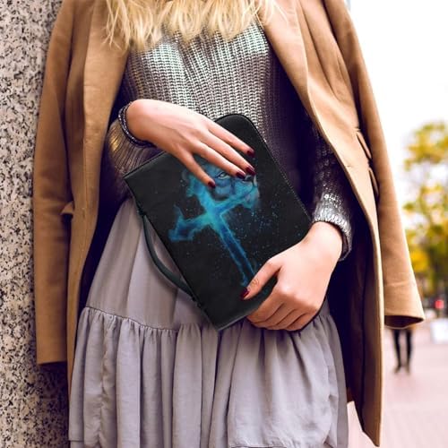 Blue Cross Lion Print Women's Bible Cover PU Leather Waterproof Bible Carrying Case for Church Zippered Large Capacity Book Protector with Top Handle Gifts for Christians - Image 5
