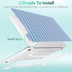 Case for MacBook Pro 13 inch M2 M1 2025-2022 2020 A2338 A2289 A2251, Plastic Hard Shell Laptop Case with Keyboard Cover, Trackpad Protector, 2 OTG Adapters, Blue Stripes - Image 6
