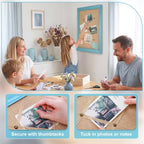 Pinkunn 13"×17" Linen Fabric Bulletin Board with Ribbon Wall Decor, Blue - Image 3