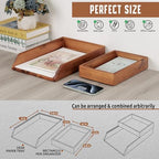 DEMIGO Desk Organizer Letter Tray Set of 2, Natural Acacia Wood Paper Tray - Image 2