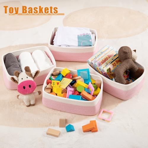 OIAHOMY 4 PACK 7L Storage Baskets for Organizing Storage Bins Pink - Image 4