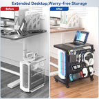 Computer Tower Stand with Pegboard Organizer, Height Adjustable 2-Tier PC Tower Shelf for Floor with Accessories, CPU Holder Cart with Locking Wheels for Most PC Gaming Home Office, 24.2-29.5" - Image 6