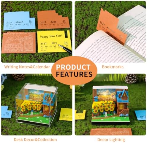 3D Memo Pad, 3D Calendar 2027, Time Piece Calendar, Tear-Off Calendars 2027, 3D Paper Carving Art Memo Pad, Art Carving Sticky Notes for Office Home Gifts Ornaments (Sunflower Courtyard) - Image 6