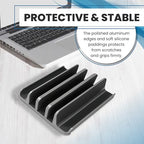 Elestoria 5- Slot Vertical Laptop Stand - Aluminum Laptop Stand Vertical for Desk - Fits MacBook Pro/Air, Surface, Mobiles & Gaming Laptops up to 17.3" - Heavy Duty Laptop Holder for Desk - (Black) - Image 6