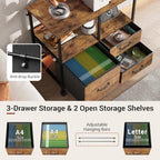 DEVAISE 3 Drawer Mobile File Cabinet, Fabric Filing Cabinet, Rustic Brown - Image 5