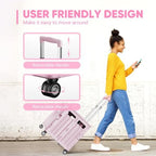Folding Utility Cart with Lid, Portable Rolling Crate Handcart Collapsible Shopping Trolley, Durable Plastic Foldable Tool Basket with 4 Rotate Wheels for Grocery, Office, Luggage, School - Pink - Image 5