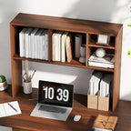 Tangkula Desktop Bookshelf, Countertop Storage Hutch with 4 Shelves for Computer Desk, Desktop 2-Tier Display Rack, Multipurpose Wood Desk Hutch Storage Organizer for Dorm Office Home (Walnut) - Image 2