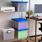 IRIS USA 3-Pack 35 Qt. Letter/Legal File Box with Lid, Clear/Blue - Image 3