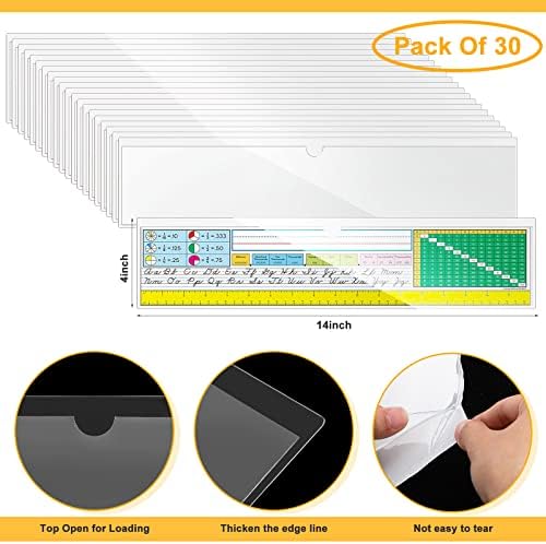 Chinco 30 Pcs Self Adhesive Clear Index Card Pockets,14 x 4 Inches - Image 2