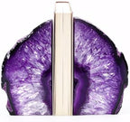 Decorative Agate Bookends 2-3 lbs Dyed Purple Natural Crystal Geode Book Ends for Home Decor Housewarming Gift 1 Pair by XMHOME