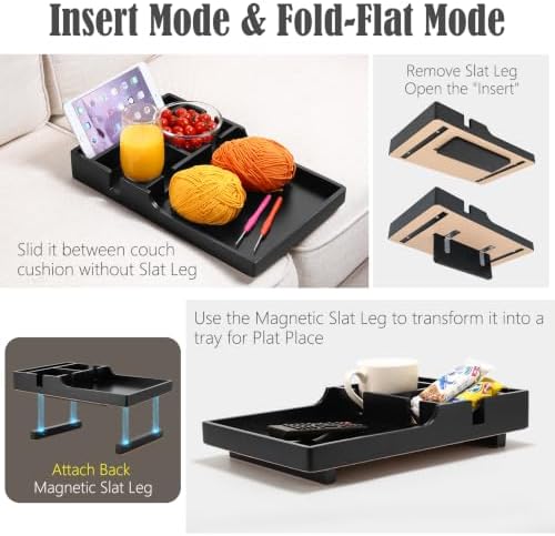 Nnewvante Couch Trays with Cup Holders Insert on Sectionals, Black - Image 4