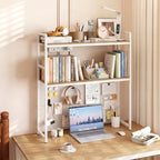 POWERSTONE 2-Tier Desktop Bookshelf for Monitors up to 32", White - Image 2