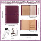 Traveling Refillable Leather Journal Notebook, Purple, Passport Size - Image 2