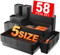 A-LUGEI【】【5 Size】 Tool Box Organizer Tray Divider Set, 【Black】 Desk Drawer Organizer, Garage Organization and Storage Toolbox Accessories Rolling Tool Chest Cart Cabinet WorkBench Small Part by A-LUGEI