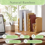 Novabright Scalloped Bamboo Wooden 3-compartment File Magazine Holder - Image 4