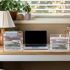 DoubleFill 12 Pcs Stackable Letter Tray Plastic Paper Tray, Clear - Image 6